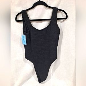 Women's High Thigh Black Bathing Suit